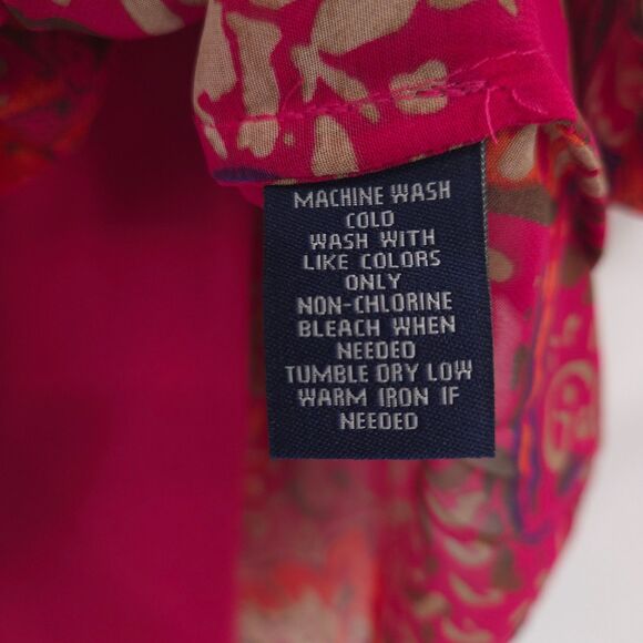 Chaps NWOT paisley chiffon peasent top Size XL red pink w/ tank top Boho peasant - Picture 7 of 10